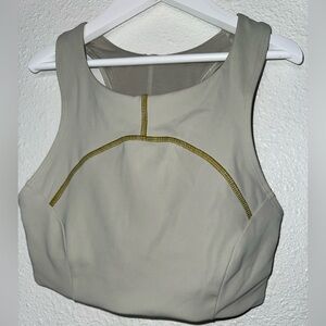 Lululemon Athletica Cream Crop Top with Gold Accents